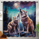 Wildlife Blackout Curtains for Boys Girl Bedroom Decor,Fantasy Starry Full Moon Wolf Howling Thermal Insulated Grommet Drapes Darkening Window Curtain for Living Room Home 55x63 inch by TinyTreasures Baby Boutique
