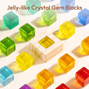 Wooden Rainbow Building Blocks Set for Kids, 22 PCS Wooden Blocks & 25 PCS Gem Cubes Stacking Blocks, Montessori Stacking Toys for Toddlers, Educational STEM Easter Toys for Boys Girls 3-6 by TinyTreasures Baby Boutique