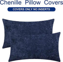 CaliTime Throw Pillow Covers Decorative 12 X 20 Inches Pack of 2 Cozy Chenille Cushion Cases for Couch Sofa Bed Living Room Home Navy Blue by CozyNest Decor