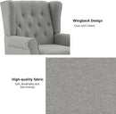Accent Chair, Upholstered Armchair with Button Tufted High Back & Solid Wood Legs, Comfy Wingback Reading Single Sofa Chair for Small Spaces, Living Room, Bedroom (Light Grey, Set of 1) by CozyNest Decor