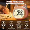 Kids Alarm Clock with Night Light for Kids, Small Digital Alarm Clocks for Bedrooms, Routine Builder, Cute Cat Alarm Clock with Sleep Training, Snooze, 12/24H, Date & Day, Temperature, USB Port by TinyTreasures Baby Boutique