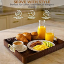 Acacia Wood Serving Tray with Metal Handles – 17x12in Rustic Decorative Ottoman & Coffee Table Tray for Breakfast in Bed, Dinner, Bar, Kitchen, Home Décor & Entertaining by CozyNest Decor