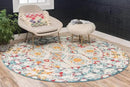 Unique Loom Rosso Collection Vintage, Geometric, Bohemian, Traditional, Distressed, Southwestern Area Rug, Round 4' 0" x 4' 0", Multi/Ivory by CozyNest Decor