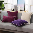 decorUhome Chenille Soft Throw Pillow Covers 20x20 Set of 2, Farmhouse Velvet Neutral Decorative Euro Pillow Covers with Stitched Edge for Couch Sofa Bed Home Decor, Rhododendron by CozyNest Decor