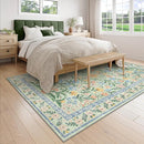 Wonnitar Machine Washable 5x7 Area Rug, Boho Floral Rugs for Living Room Non-Slip, Soft Pink and Green Flower Ultra-Thin Non Shedding Carpet for Bedroom Dining Room Nursery by TinyTreasures Baby Boutique