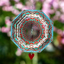 Wind Spinner Mandala Mystique 12 inches – 3D Stainless Steel – Laser Cut Metal Art Geometric Pattern - Hanging Wind Spinner, Kinetic Yard Art Decorations - Indoor/Outdoor Decor by GreenHaven Gardens