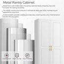 75" Kitchen Pantry Cabinet, White Metal Storage Cabinets with 2 Doors and 4 Adjustable Shelves, Tall Pantry Storage Cabinet for Kitchen, Dining Room, Living Room by CozyNest Decor