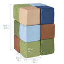 ECR4Kids SoftZone Patchwork Toddler Building Blocks, Foam Cubes, Earthtone, 12-Piece by TinyTreasures Baby Boutique