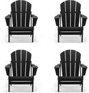 Westin Outdoors Laguna WO Home Furniture Adirondack Chair 4 PC Set Classic Outdoor Patio Folding Chair for Bon Fire Pit Lawn Backyard Beach Plastic Weather-Resistant (Black) by GreenHaven Gardens