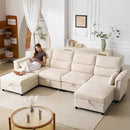132'' Oversized Modular Sectional Sofa, U Shaped Comfy Sectional Couch with Large Storage, 6 Seat Chenille Deep Seat Cloud Sofa with 2 Throw Pillows for Living Room,Beige by CozyNest Decor