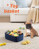 Small Woven Basket, 13.5 x 9.5 x 5 Inches, Storage Basket for Organizing, Cute Small Rope Shelf Closet Cube Storage Bins Baskets for Shelves, Dog Toy Gift Baskets Empty, 3 Packs, Navy Blue by TinyTreasures Baby Boutique