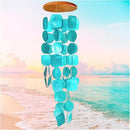 Bellaa 20744 Wind Chimes Outdoor, Garden Decorations, Musical, Indoor/Outside Windchimes, Beach, Ocean Breeze, Gifts for Mom, Gift for All Occasions, Capiz Sea Glass Shells Wood Turquoise Blue by CozyNest Decor
