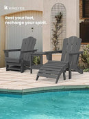 KINGYES Folding Adirondack Ottoman Set of 2 for Adirondack Chair, Grey by CozyNest Decor