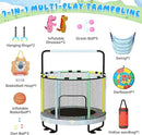 LAMERGE 55" 7-in-1 Round Trampoline for Kids Boys & Girls Ages 1-8, Indoor & Outdoor Trampoline for Fun, Adjustable Height Handrail ＆ Enclosed Safety Net ＆ Durable Designs for Toddlers Children by TinyTreasures Baby Boutique