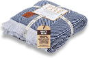 Gold Case Throw Blanket for Couch – 100% Recycled Turkish Cotton Blankets & Throws – Elegant Decorative Throw Blankets for Living Room Sofa – Woven Throws for Couch – Elegant Navy Blue – 50x60 by CozyNest Decor