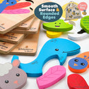 MAGIFIRE Wooden Puzzles for Toddlers 1-3 - 6-Pack Multicolor Cartoon Animal Puzzle Set - Large Easy-Grip Pieces for Small Hands with Storage Bag and Box by TinyTreasures Baby Boutique