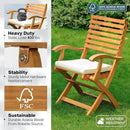 IDZO, Percy Chairs Heavy Duty 400lbs Capacity Set of 2 w/Cushion, FSC Acacia Outdoor Furniture, Teak Finish, Fully Assembled, Wood Folding_Beige by CozyNest Decor