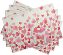 Pink Love Heart Valentine's Day Placemats Set of 4 Valentine Seasonal Holiday Linen Table Mats 12x18 Inch Anniversary Wedding Sweet Romantic Place Mats for Party Kitchen Dining Outdoor Indoor Decor by CozyNest Decor