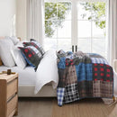 NEWLAKE Quilt Set Queen Size, Cotton Patchwork Blue Black Checkered Patterns Quilt Sets, Reversible Bedspread Lightweight and Breathable for All Seasons, Soft Quilted Bedspread with 2 Pillow Shams by CozyNest Decor