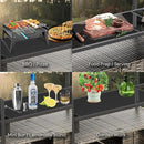 Outdoor Bar Cart with Storage Cabinet, Patio Bar Table with Tempered Glass Tabletop, Outdoor Serving Grill Cart with Rolling Wheels, Rattan Bar Cart for Patio, Backyard, Grey Wicker by CozyNest Decor