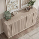 Fluted Buffet Cabinet with Storage, 60" Sideboard Buffet Accent Cabinet with 4 Door & Solid Wood Handle, Modern Buffet Table Credenza Console Cabinets for Living Room, Dining Room, Kitchen, Oak(1PCS) by CozyNest Decor