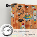 Kids Space UFO Rocket Blackout Curtains - 100% Blackout, Thermal Insulated, Noise Reducing, Perfect for Kids Room and Nursery, 2 Panels (Sunny Space Parade, W52×L63) by TinyTreasures Baby Boutique