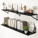 Floating Shelves 55 Inch Long, 10" Deep Floating Shelves, Black Wall Shelves 55 x 10, Set of 2, Wide Large Display Storage Shelves for Bathroom, Living Room, Rustic Wood Shelves with Brackets by CozyNest Decor