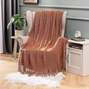 MIULEE Fall Orange Knitted Throw Blanket for Couch Boho Terracotta Rust Textured Cozy Woven Blanket with Tassels for Sofa Chair Bed Living Room Acrylic Wave Pattern 60"x80" by CozyNest Decor