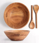Luxe Designs Wooden Salad Bowl Set - Food Safe & Sustainable Decorative Bowl - Wood Bowl for Fruits, & Salads - Easy to Clean Large Salad Bowls Set w/Spoon, Fork – Wooden Bowls for Food (Natural) by CozyNest Decor