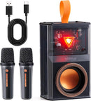 Karaoke Machine for Kids & Adults, Portable Bluetooth Mini Karaoke Speaker with 2 Wireless Microphone and Lights, Birthday Gifts for Girls & Boys, Toys for Girls, Family Home Party (Black) by TinyTreasures Baby Boutique