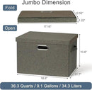Large 17" 36 Quart Collapsible Stackable Storage Bins with Lids, 3 Packs Dark green Foldable Fabric Closet Storage Boxes with Lids, Heavy-duty Linen Cube Baskets(17x12x11) by CozyNest Decor