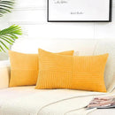 Fancy Homi 2 Packs Gold Yellow Lumbar Decorative Throw Pillow Covers 12x24 Inch for Couch Bed Sofa, Rustic Farmhouse Boho Spring Home Decor, Soft Striped Corduroy Rectangle Accent Cushion Case 30x60cm by CozyNest Decor