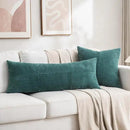 Fancy Homi Set of 2 Teal Boho Long Lumbar Body Decorative Throw Pillow Cover 14x36 Inch for Bed Couch Bedroom Bench, Soft Patchwork Corduroy Textured Pillow Case, Rustic Farmhouse Room Décor by CozyNest Decor