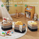 OIAHOMY Storage Basket, Woven Baskets for Storage, Cotton Rope Basket for toys,Towel Baskets for Bathroom - Pack of 3, Black & Brown by CozyNest Decor