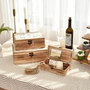 Wooden Box Set of 3 - Rustic Farmhouse Decorative Boxes with Hinged Lid and Carved Design by TinyTreasures Baby Boutique