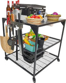 Stainless Steel 3-Tier Mobile Cart for Outdoor Grills & Pizza Ovens by CozyNest Decor