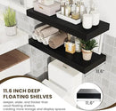 Deep Floating Shelves for Wall | 30W x 12D Black Floating Shelves Set of 2 | 12 Inch Deep Wall Shelves for Living Room Bathroom Laundry Room Bedroom Kitchen Home Office - Black by CozyNest Decor