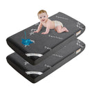 BEDLORE Waterproof Crib Mattress Protector 2 Pack, Ultra Soft Bamboo Viscose Crib Mattress Pad Cover, Noiseless Toddler Mattress Protector for Standard Baby Mattress Size 52''x28'', Dark Gray by TinyTreasures Baby Boutique