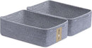 Large Shallow Organizing Baskets 15x11x5.1 Inches - Rope Woven Storage Bins for Bathroom, Shelves, Cube Closet, Mixed Grey 2 Packs by CozyNest Decor