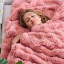 Lotus Karen Faux Fur Blanket - Old Pink Twin Size, Big Bubble Rabbit Fluff Blanket for Couch, 60x80 Inches by CozyNest Decor