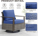 Outdoor Wicker Patio Furniture Set - 8 Piece Patio Conversation Set with 4 Wicker Swivel Rocker Chairs,2 Rattan Ottoman 1 Side Table and 1 Couch,Thick Cushions,Deep Seating(Mixed Grey/Blue) by CozyNest Decor