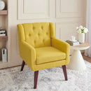 Accent Chair Button-Tufted Upholstered Living Room Chairs Comfy Reading Chair Mid Century Modern Chair with Linen Fabric Lounge Arm Chairs for Living Room Bedroom (Yellow Set of 2) by CozyNest Decor