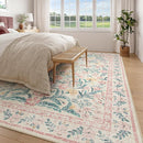 Wonnitar Machine Washable 10x14 Area Rugs, Large Living Room Rug Floral Pink and White Carpet, Boho Soft Ultra-Thin Foldable Carpets for Bedroom Dining Room Office by TinyTreasures Baby Boutique