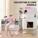 JOYMOOP Pink Broom and Dustpan Set, Upright Angle with Built-in Comb Teeth for Kitchen, Lobby, Pet Hair and Hard Floors by CozyNest Decor