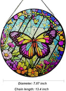 Butterfly Stained Glass Suncatcher Artistic Window Hanging,7.8” Hand-Painted Glass Panel Wall Home Decor,Gift for Women Garden Decor Suncatcher, BL009 by GreenHaven Gardens