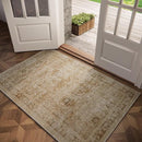 Washable 3x5 Entryway Rug Indoor, Boho Non-Slip Silicone Backing Small Rugs for Kitchen Nursery Office Bedroom, 0.3" Neutral Oriental Throw Carpet with 0.16" Cushioning Pad, Brown/Multi by TinyTreasures Baby Boutique