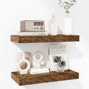 Fun Memories 16 Inch Floating Shelves - Deep Rustic Wooden Wall Shelves - Extra Deeper & Thicker Wall Mounted Storage Shelf for Bedroom, Kitchen, Farmhouse - 2 Pack, Rustic Brown by CozyNest Decor