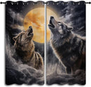 Fantasy Wolf Blackout Curtains for Boys Girl Bedroom Decor,Full Moon Starry Sky Wildlife Retro Thermal Insulated Grommet Drapes Darkening Window Curtain for Living Room Home 42x45 inch by TinyTreasures Baby Boutique