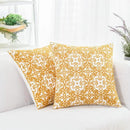 HWY 50 Mustard Yellow Decorative Throw Pillow Covers 18x18 Inch, Pack of 2 Embroidered Cotton Farmhouse Cushion Cover Pillow Case for Sofa Couch Living Room Bed Bedroon, Modern Pattern by CozyNest Decor