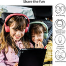 POGS Kids Wired Headphones | The Elephant 2 | Adjustable, Durable Headphones for Kids 3+ | Limited to 85 dB, Microphone | On-Ear | Music-Sharing Function Safe 3.5mm Audio Cable (3.2ft) (rGrey) by TinyTreasures Baby Boutique
